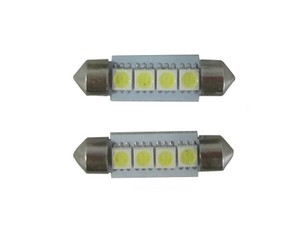 11823 Лампа светодиодная 11-39 (SV8,5) 4 SMD 5050 диода, белая, салонная 12v