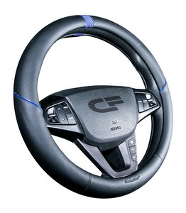 15845 Оплетка руля M "CarFashion" «SECTOR» черный/синий/синий