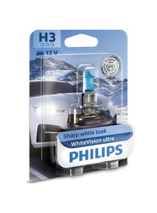 03796 Лампа PHILIPS H3 (55) PK22s WHITE VISION ULTRA (блистер,1шт) 12v