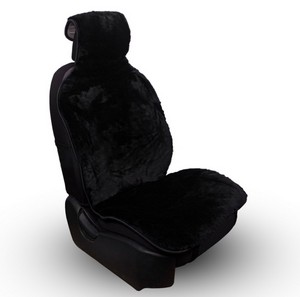 16483 Накидки мех натуральный "CarFashion" «LAMA FRONT» на перед  2шт, черный