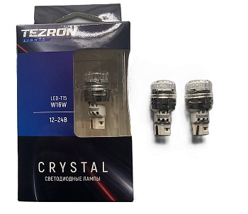 18611 Светодиодные лампы TEZRON CRYSTAL T15 W16W, 6x2016SMD 12-24В, 3.9Вт, 400Лм, 6000К, 2шт, TZR002