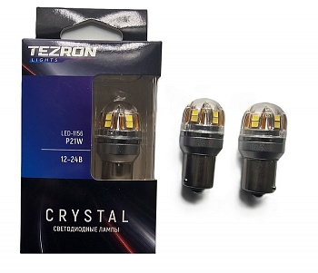 18619 Светодиодные лампы TEZRON CRYSTAL 1156 P21W, 15x2835SMD 12-24В, 2.8Вт, 310Лм, 6000К, 2шт, TZR0