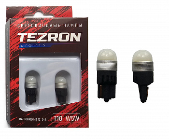 18603 Светодиодные лампы TEZRON LED T10 / W5W 12-24В, 1Вт, 100Лм, 6500К, 2шт, TZR00128