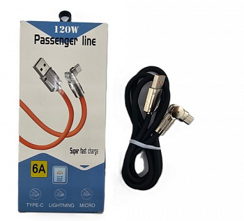 17950 Кабель USB (Type-C) 1м, 120W, с поворот. коннектором, черный  z264