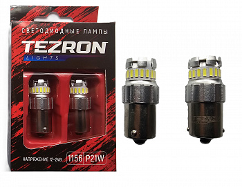 18584 Светодиодные лампы TEZRON LED 1156 / P21W 12-24В, 5Вт, 500Лм, 6500К, 2шт, TZR00109