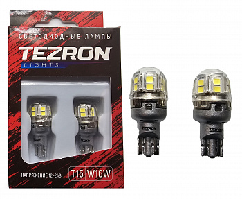 18607 Светодиодные лампы TEZRON LED T15 / W16W 12-24В, 2Вт, 210Лм, 6500К, 2шт, TZR00132