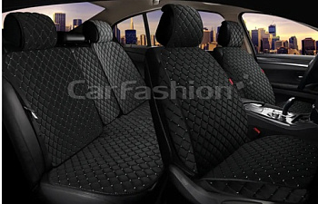 18491 Накидки комплект Carfashion «SOKOL PLUS» черный/черный/серый