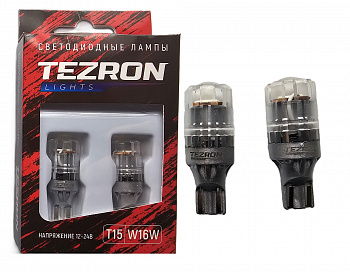 18605 Светодиодные лампы TEZRON LED T15 / W16W 12-24В, 6Вт, 430Лм, 6500К, 2шт, TZR00130