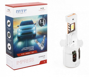 16843 Набор светодиодных ламп MTF IMPRESS, H3, 12V, 42W, 4200LM, 6000K, радиатор + вентилятор