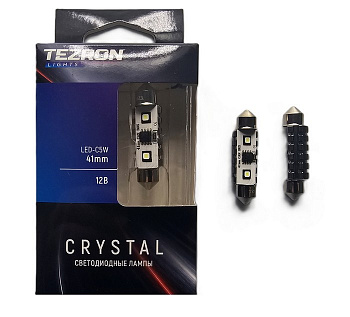 18631 Светодиодные лампы TEZRON CRYSTAL C5W 41mm, 2x3838 Osram, 12-24В, 2.7Вт, 160Лм, 6000К, 2шт, TZ
