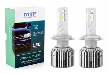 10295 Набор светодиодных ламп MTF LIGHT DYNAMIC VISION LED H7/H18, 28W, 2500lm, 5500K, кулер, 2шт