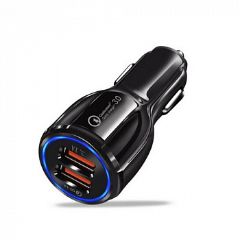 17562 Зарядное устройство 2USB (QC3.0, 3.1А) черный  (пластик) z082