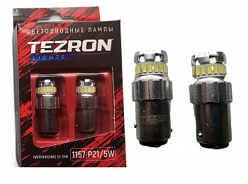 18587 Светодиодные лампы TEZRON LED 1157 / P21/5W 12-24В, 5Вт, 500Лм, 6500К, 2шт, TZR00112